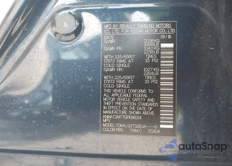 2016 Nissan Rogue S/Sl/Sv z USA, uszkodzony, nr VIN KNMAT2MT7GP698314